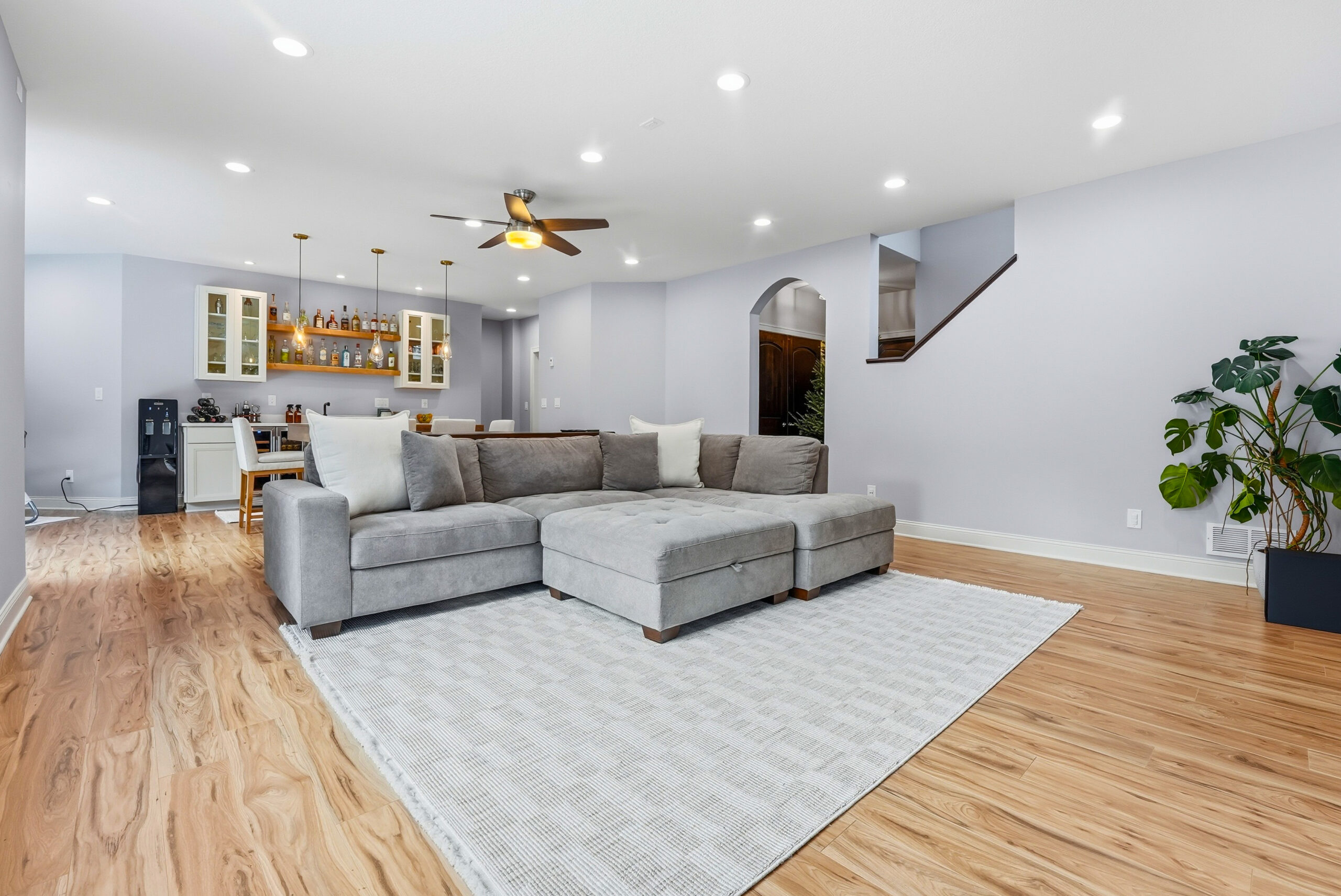 Modern living room interior showcasing real estate photography and videography services
