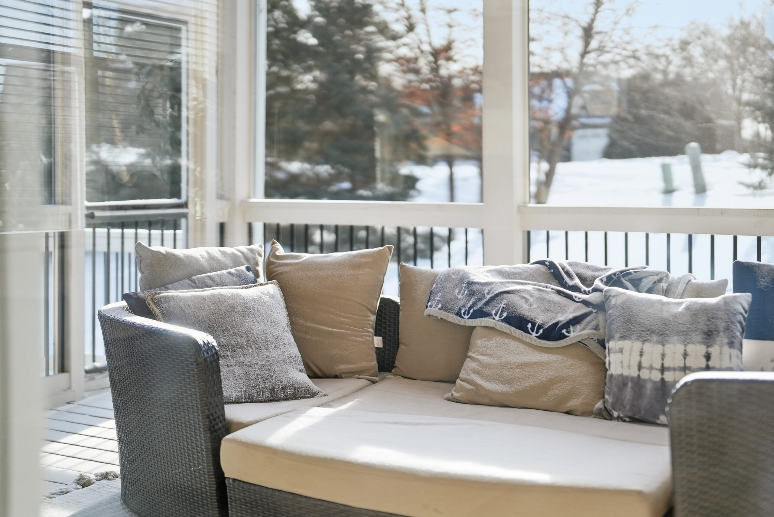 Cozy outdoor seating area showcasing real estate photography and videography services.