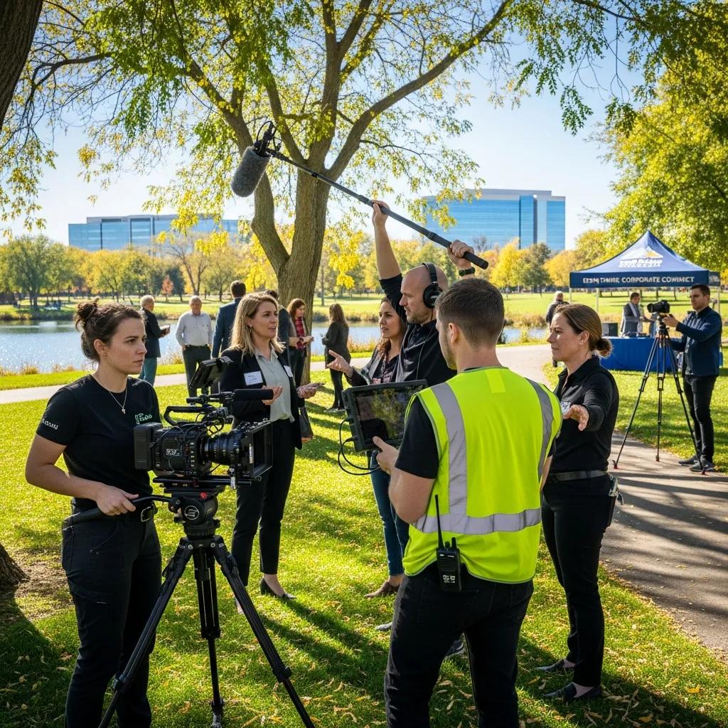 Corridor Media team filming a corporate event in Eden Prairie, MN, showcasing listing media production for realtors.