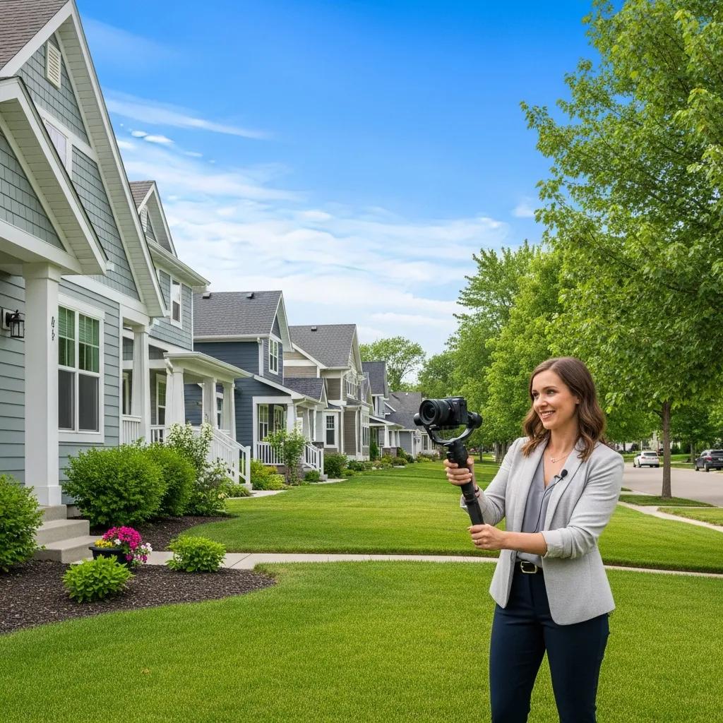 Real estate agent filming property in Bloomington, MN, showcasing video marketing services