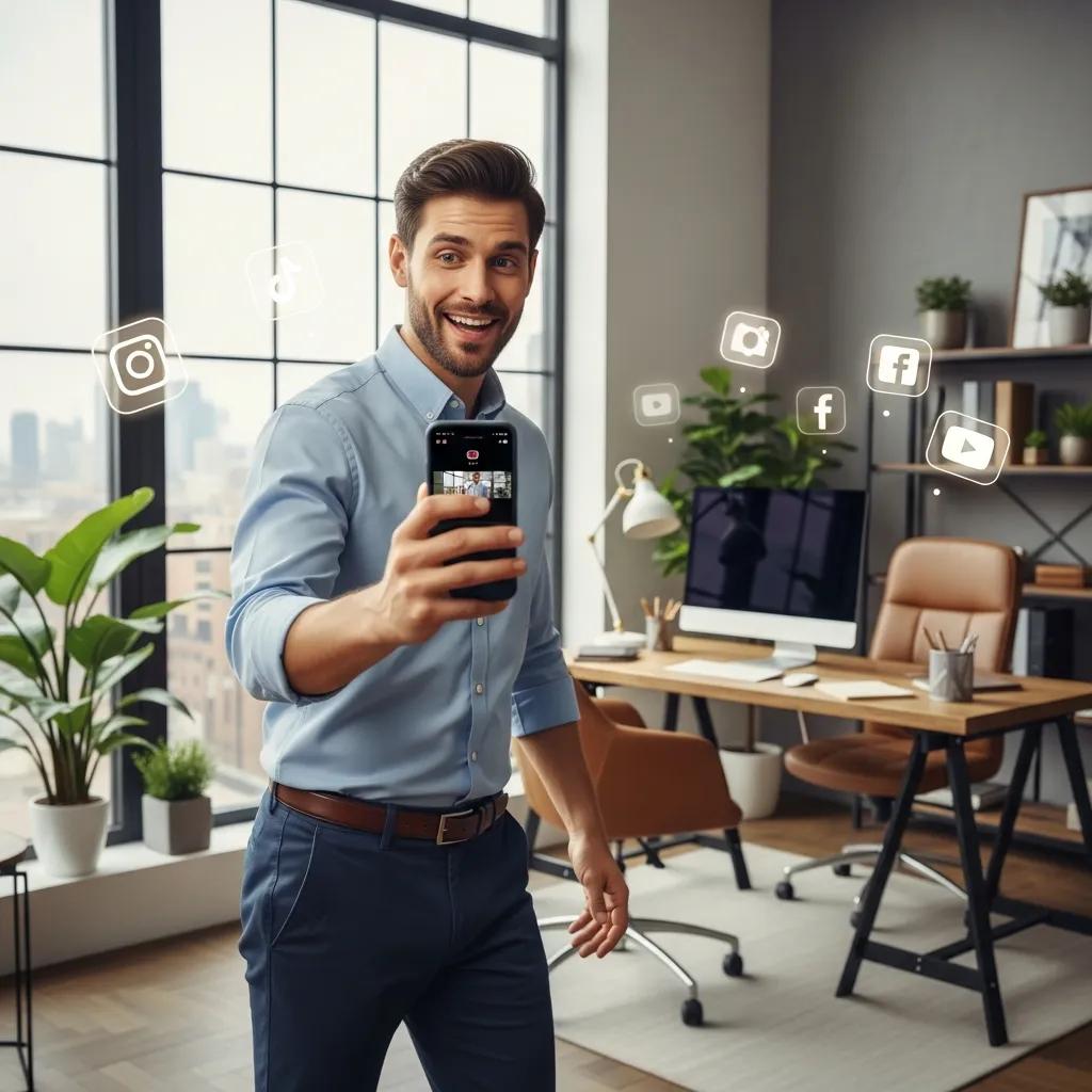 Realtor creating video content for social media, showcasing Minnesota real estate listings and personal branding.