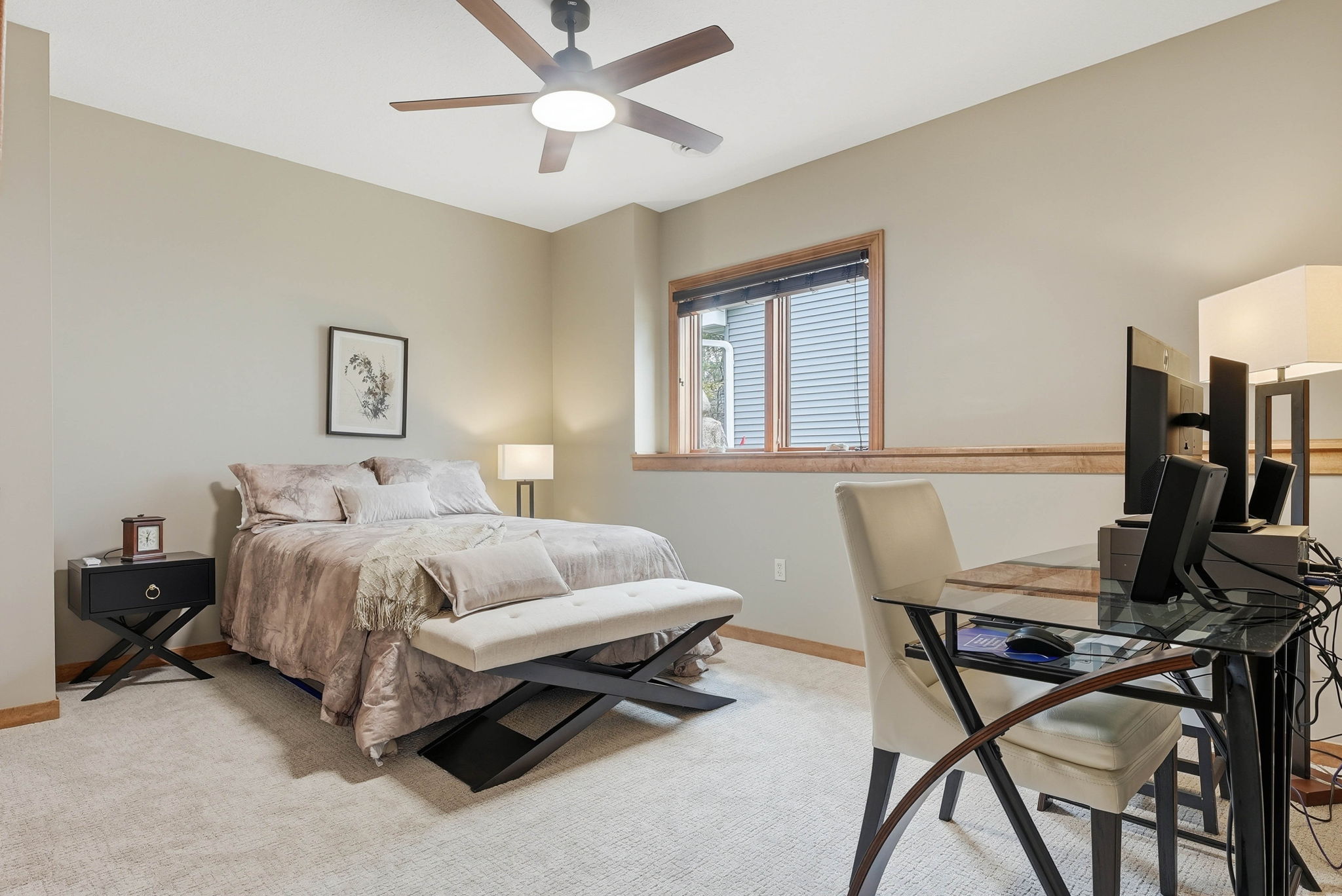 Well-maintained bedroom in Arden Hills rambler with hardwood floors and updated layout